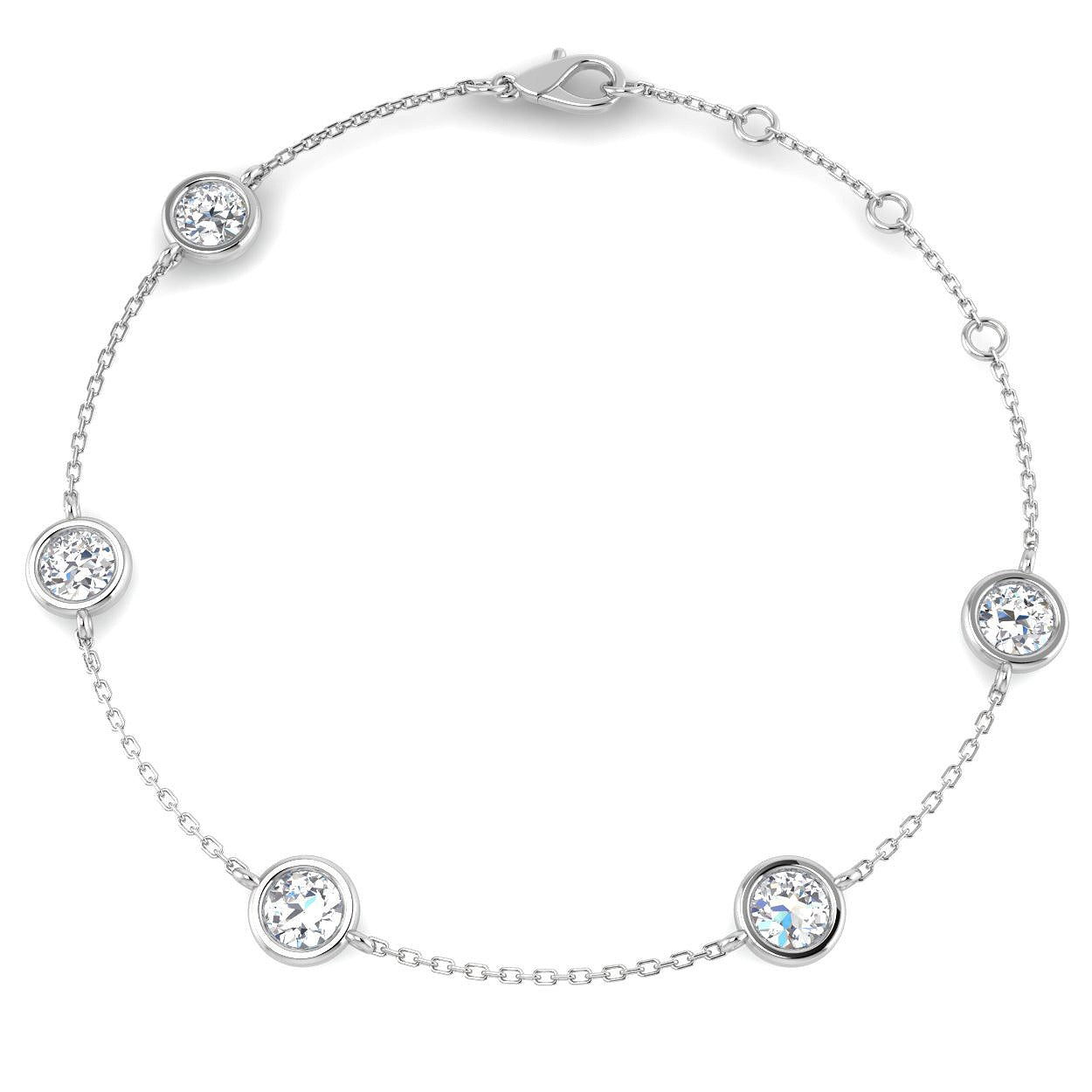 Lab Grown Diamond Bracelet, Platinum Diamond Bracelet, Diamond Station Bracelet, Round Diamond Bracelet