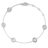 Lab Grown Diamond Bracelet, Platinum Diamond Bracelet, Diamond Station Bracelet, Round Diamond Bracelet