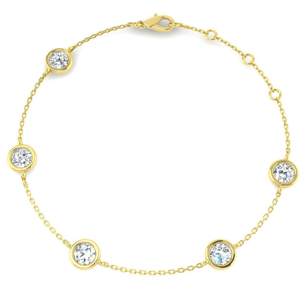 Bezel Set Diamond Bracelet, Minimalist Diamond Jewelry, Delicate Chain Bracelet