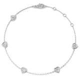 Heart Cut Diamond Bracelet, Natural Diamond Bracelet, Platinum Diamond Bracelet, Diamond Station Bracelet