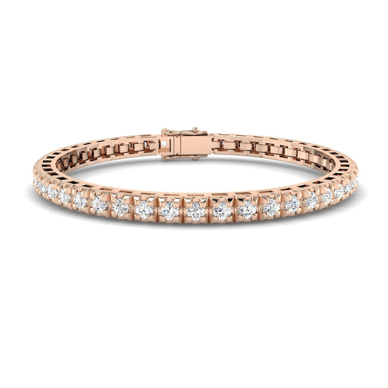 Bracelet de tennis de luxe en or et platine, serti de diamants ronds.