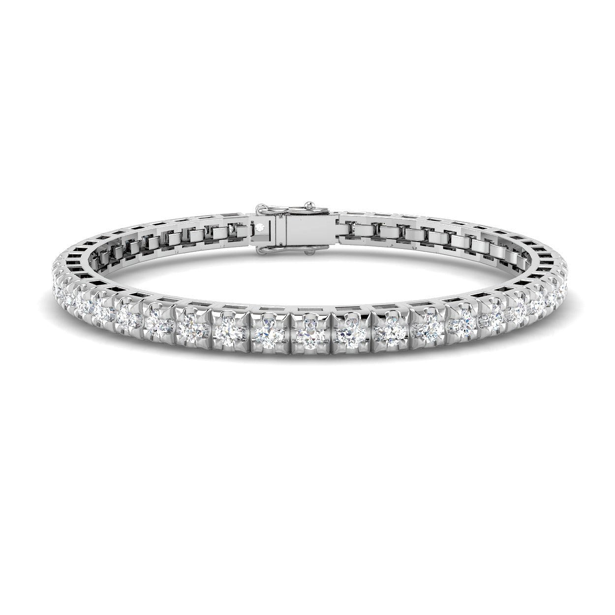 Bracelet de tennis de luxe en or et platine, serti de diamants ronds.