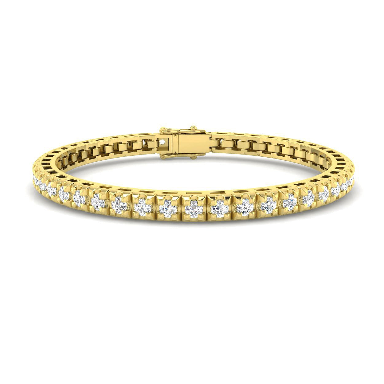Bracelet de tennis de luxe en or et platine, serti de diamants ronds.