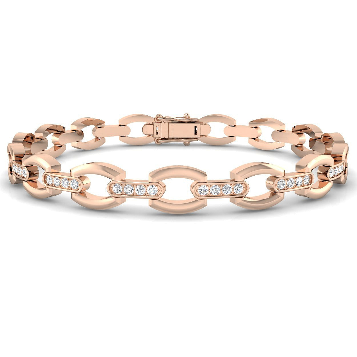 Clover Diamant-Kettenarmband mit Lünetten- und Pavé-Fassung aus Naturdiamanten in Platin