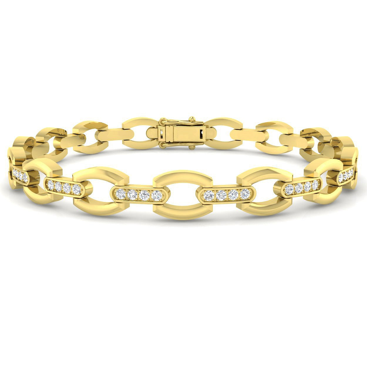 Clover Diamant-Kettenarmband mit Lünetten- und Pavé-Fassung aus Naturdiamanten in Platin