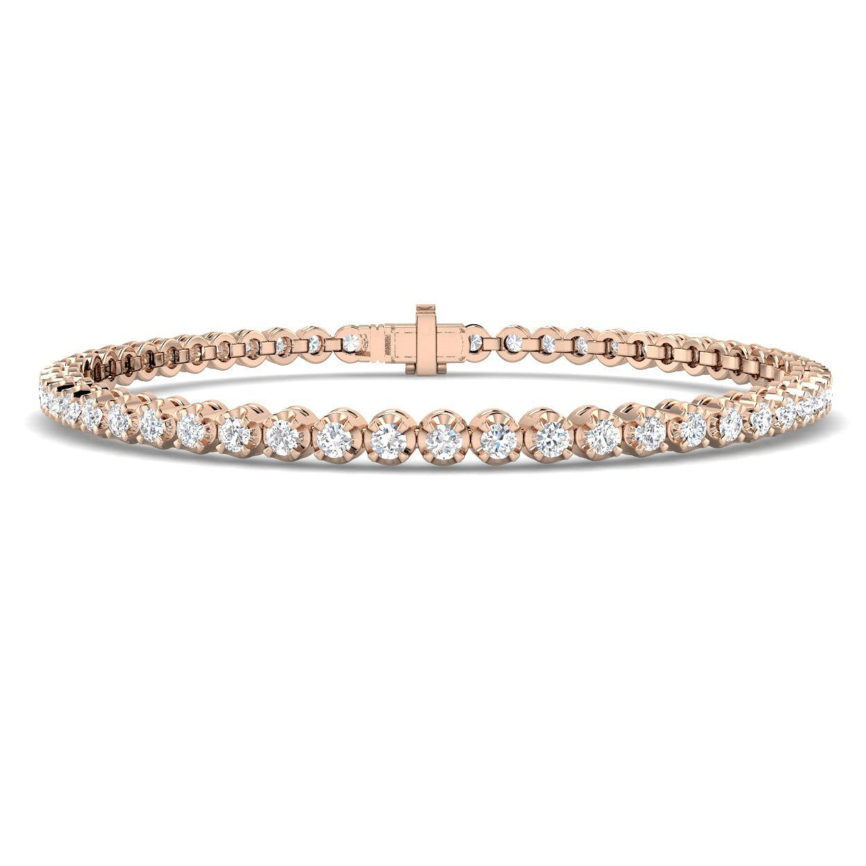 Bracelet de tennis de luxe en or et platine, serti de diamants ronds.