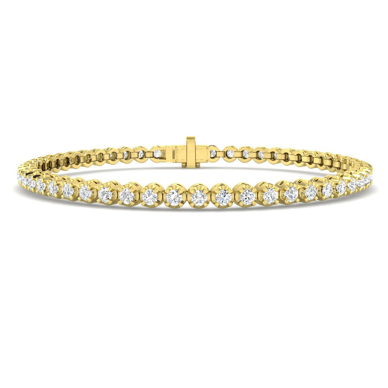 Bracelet de tennis de luxe en or et platine, serti de diamants ronds.