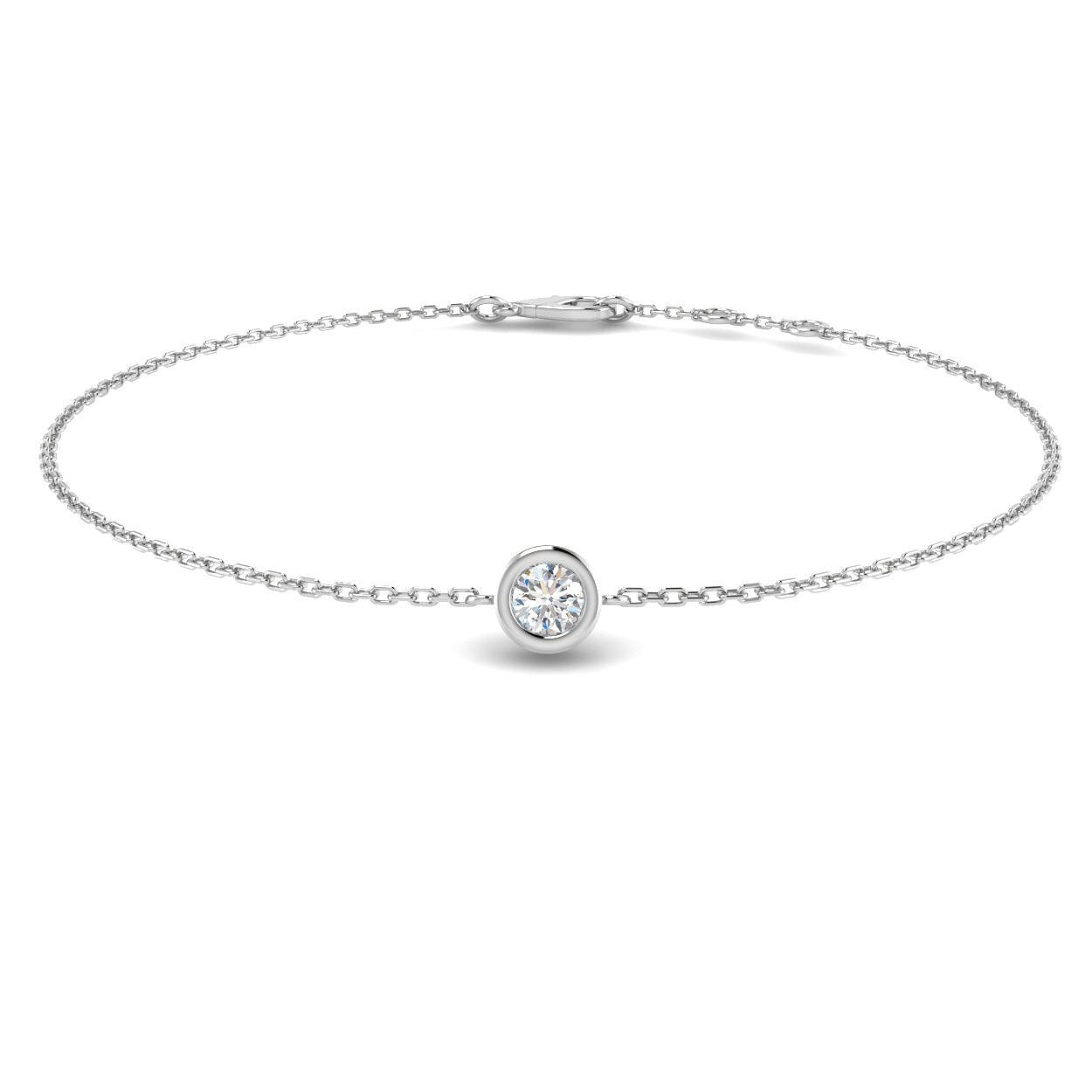 9K Yellow Gold Bracelet, Round Cut Diamond, Gold Chain Bracelet, Minimalist Diamond Bracelet