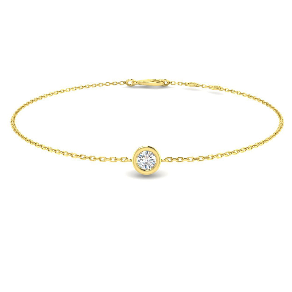 Natural Diamond Bracelet, Solitaire Diamond Bracelet, Bezel Set Diamond