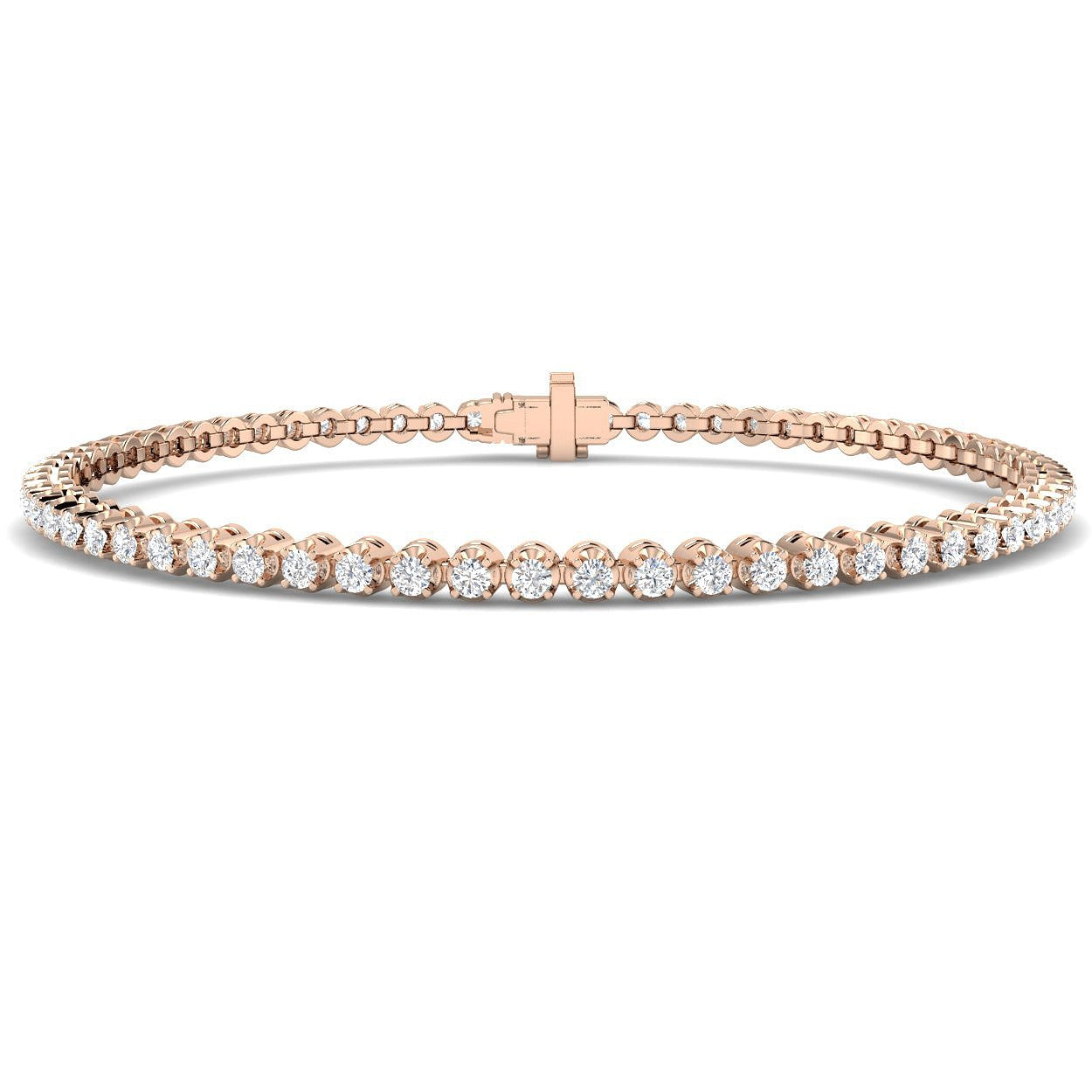 Bracelet de tennis de luxe en or et platine, serti de diamants ronds.