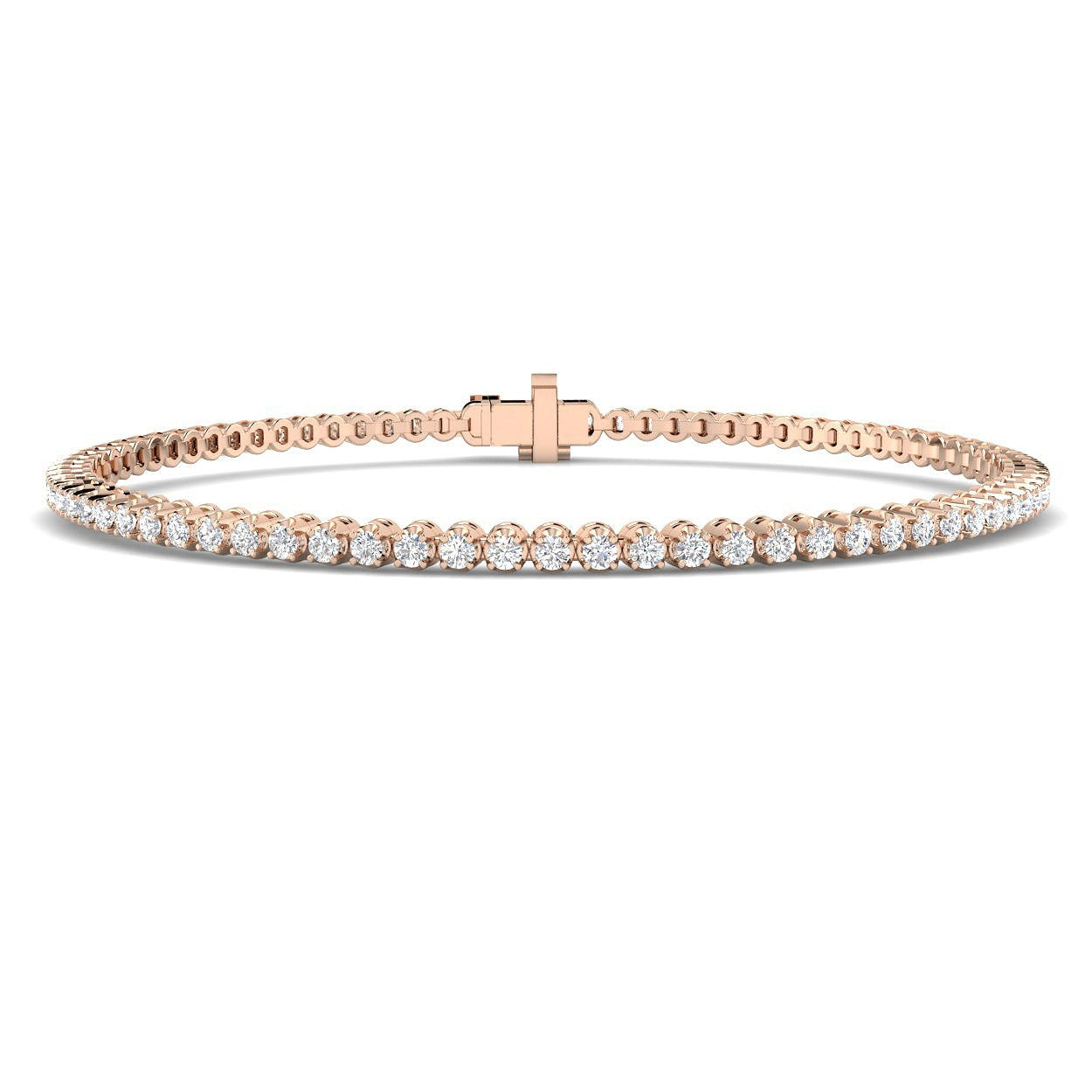 Bracelet de tennis de luxe en or et platine, serti de diamants ronds.