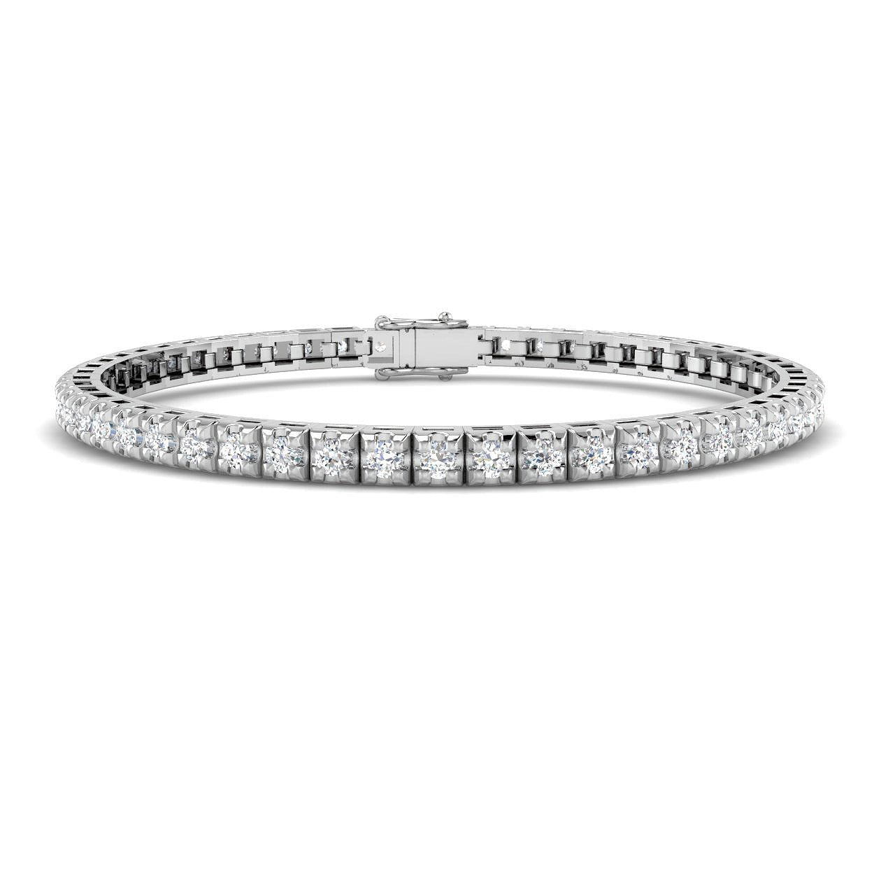 Bracelet de tennis de luxe en or et platine, serti de diamants ronds.