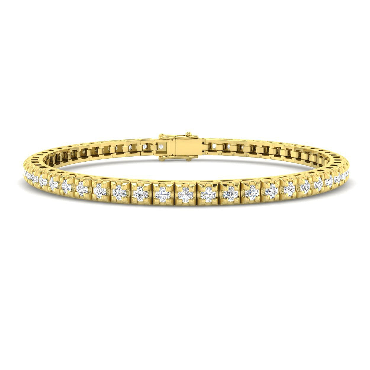 Bracelet de tennis de luxe en or et platine, serti de diamants ronds.
