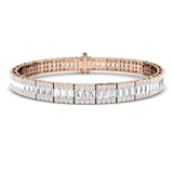 Luxury Natural or Lab Grown Baguette & Round Diamond Tennis Bracelet in 9K White Gold