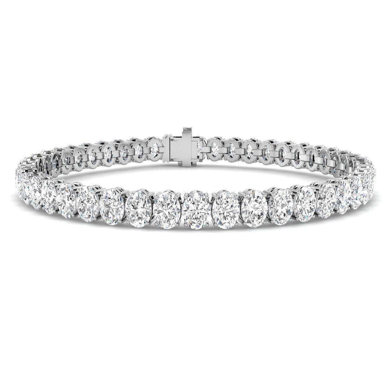 Lab Grown Diamond Bracelet, Oval Diamond Bracelet, Oval Tennis Bracelet, 18K White Gold Bracelet