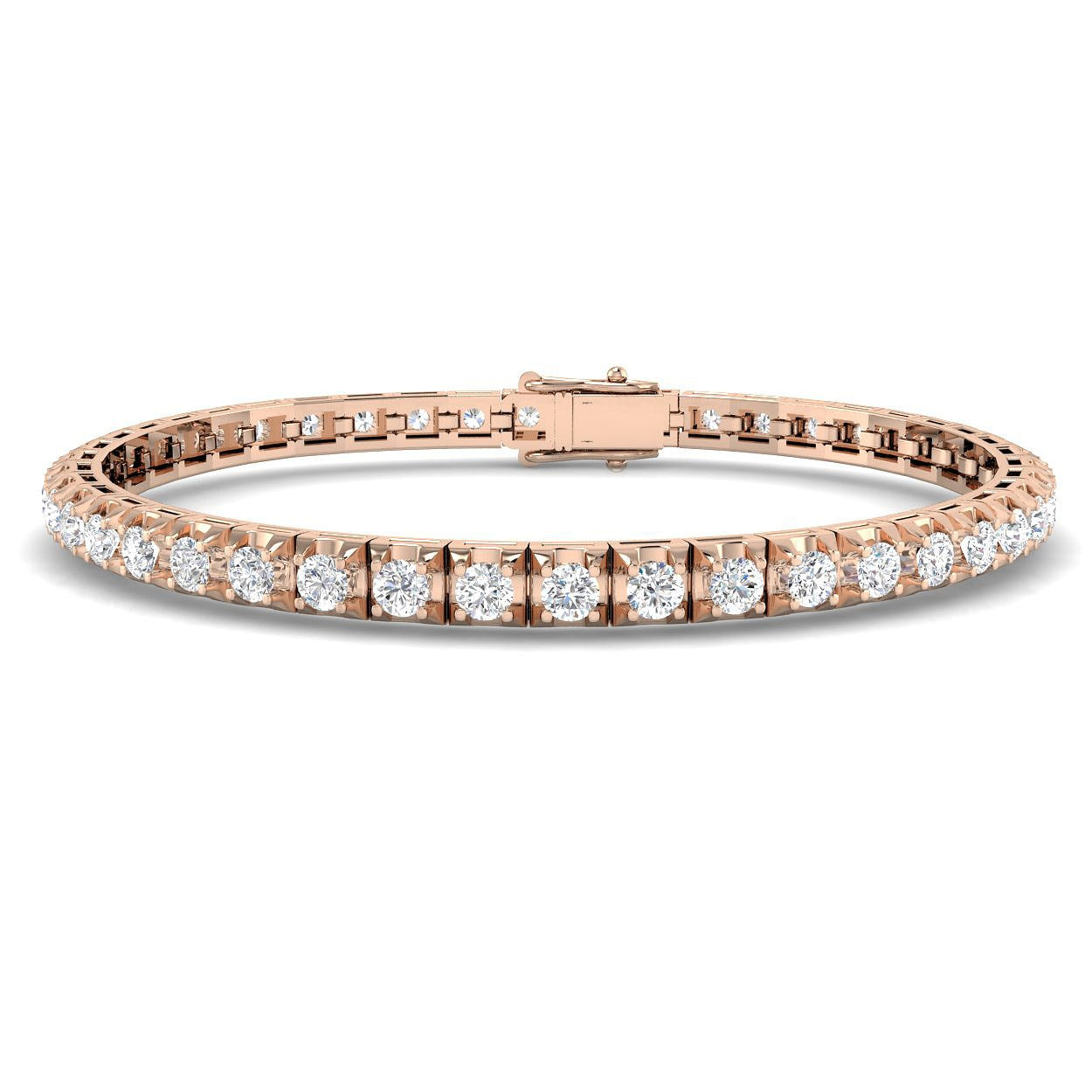 Bracelet de tennis de luxe en or et platine, serti de diamants ronds.