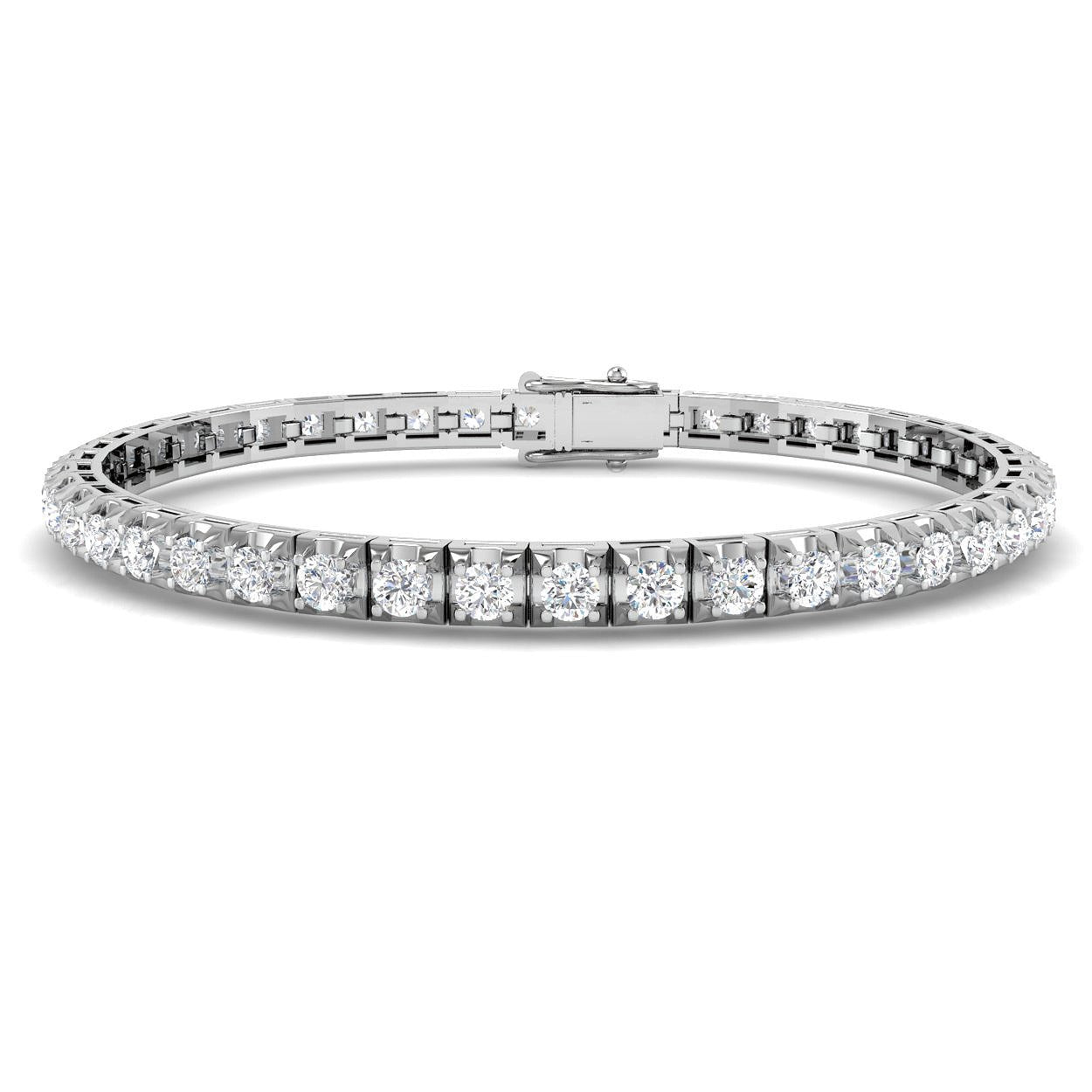 Bracelet de tennis de luxe en or et platine, serti de diamants ronds.
