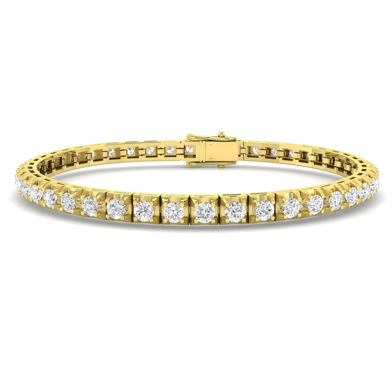 Bracelet de tennis de luxe en or et platine, serti de diamants ronds.