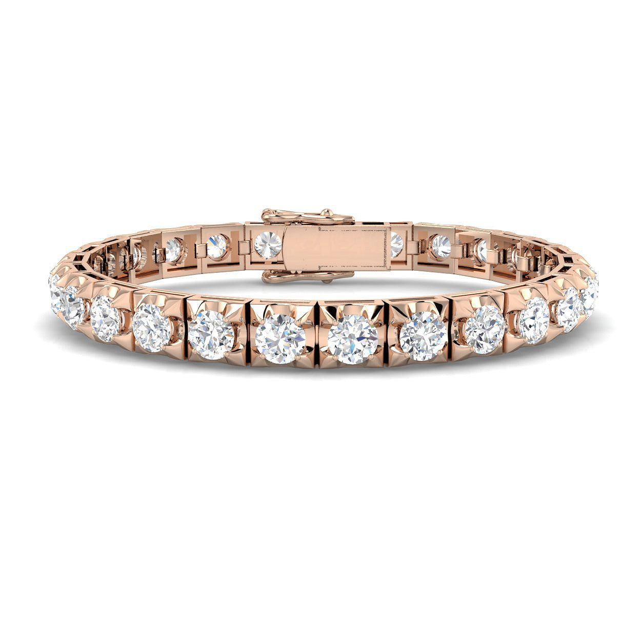 Bracelet de tennis de luxe en or et platine, serti de diamants ronds.