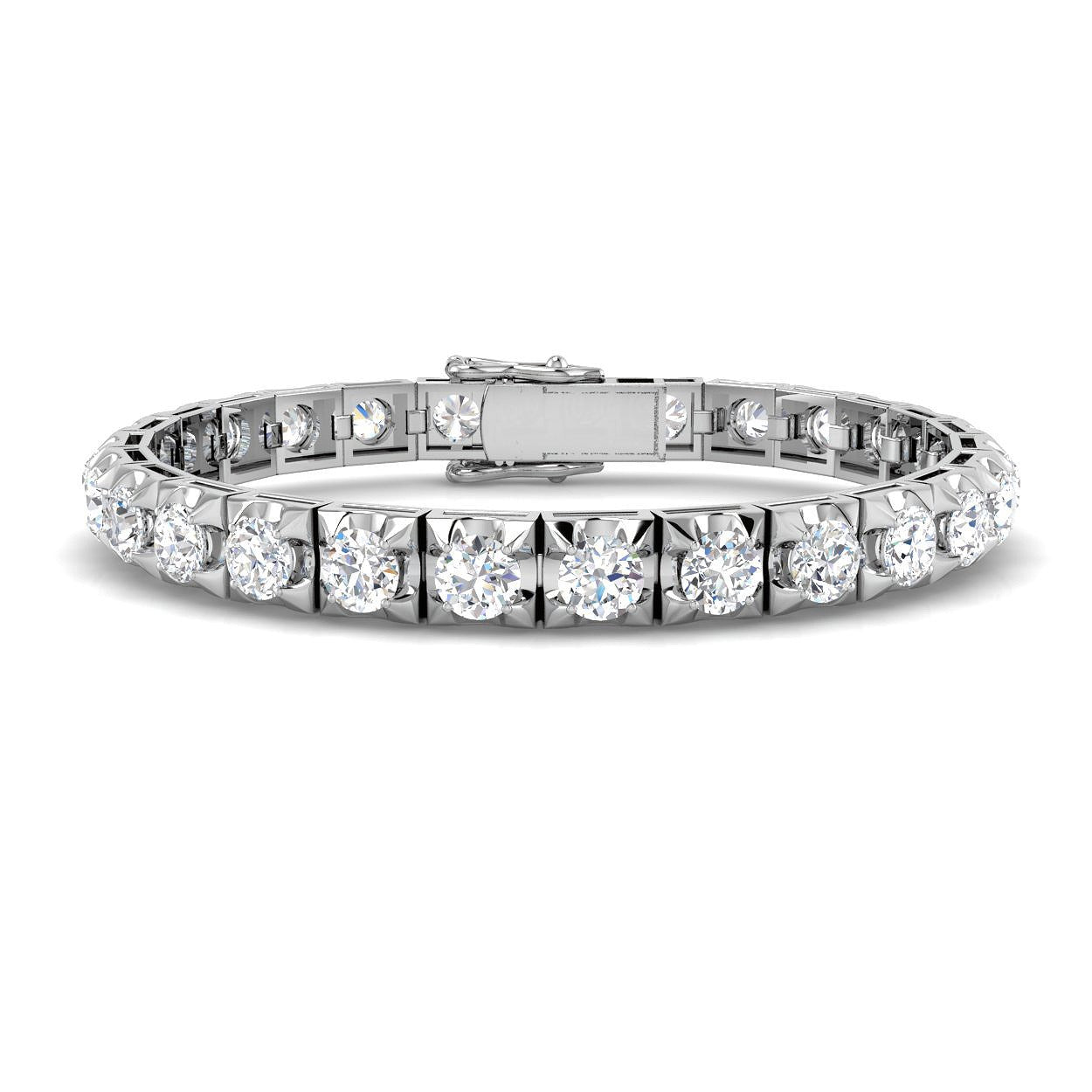 Bracelet de tennis de luxe en or et platine, serti de diamants ronds.