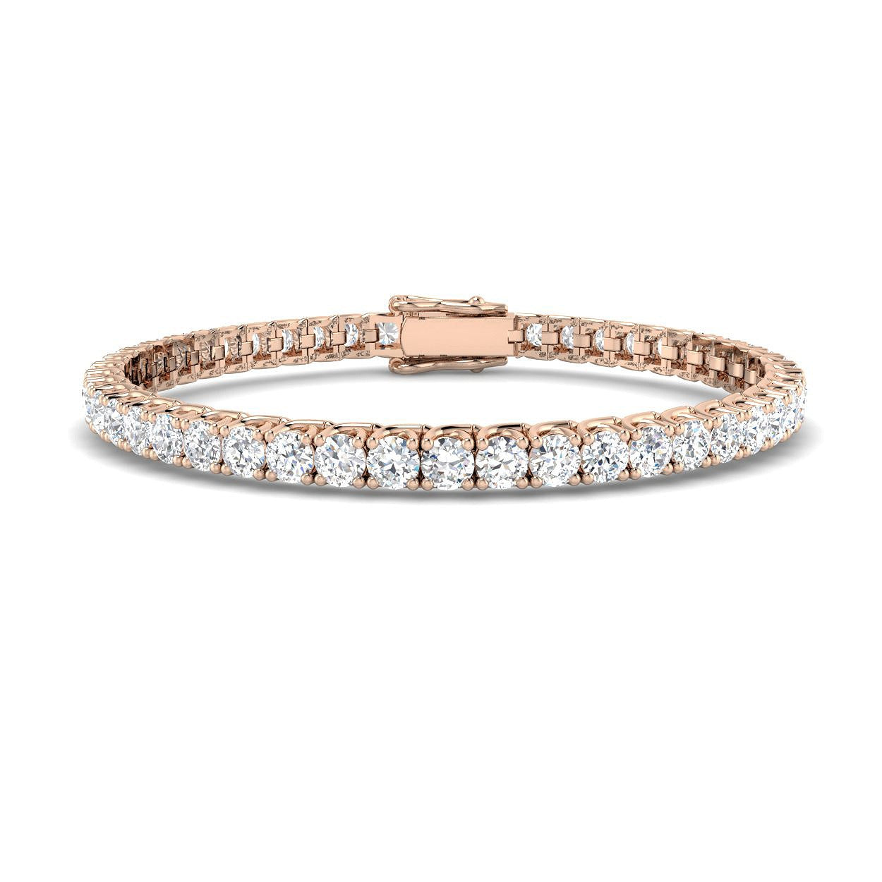 Round Cut Prong Set Lab Grown Diamond Tennis Bracelet in Platinum with Box Closure