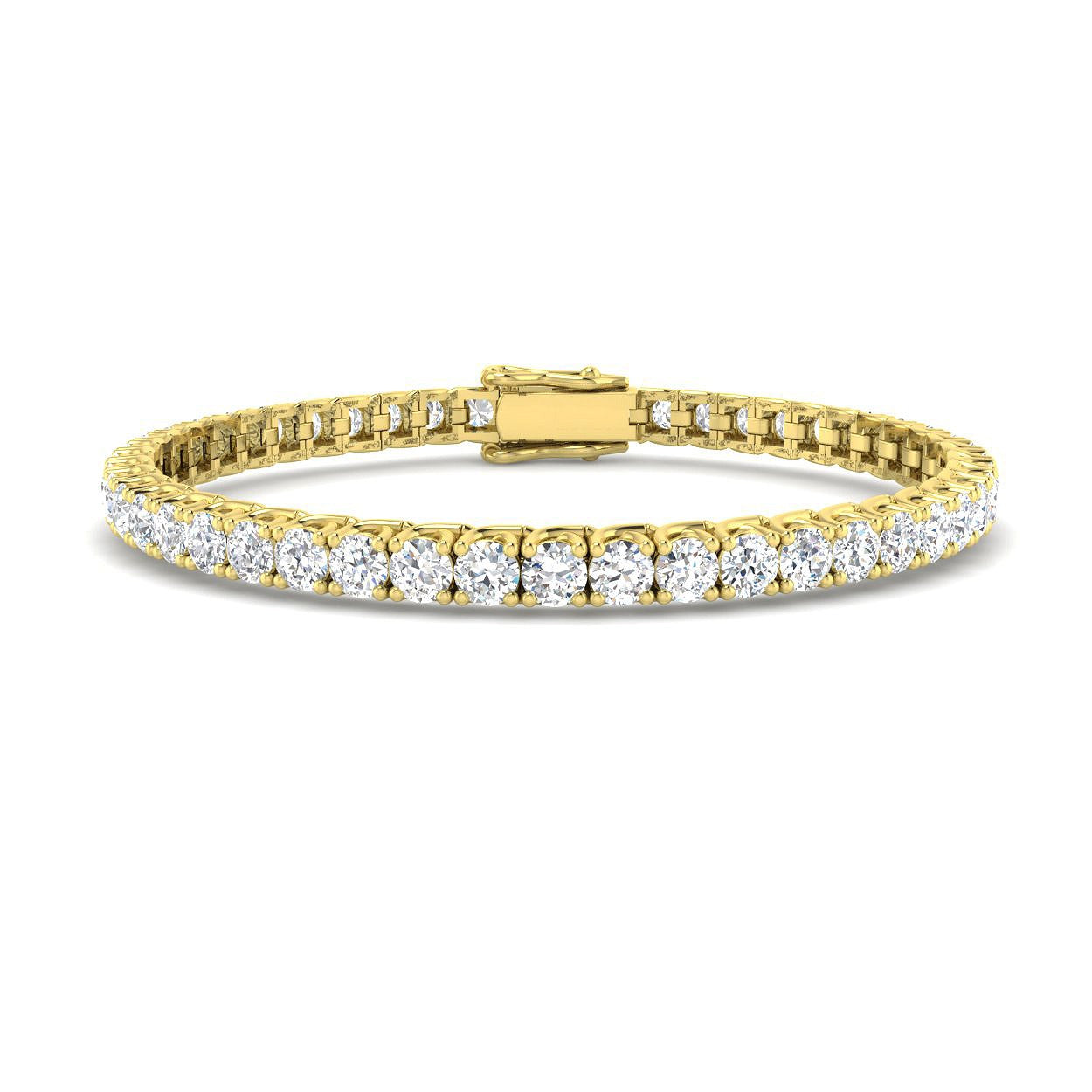 Round Cut Prong Set Lab Grown Diamond Tennis Bracelet in Platinum with Box Closure