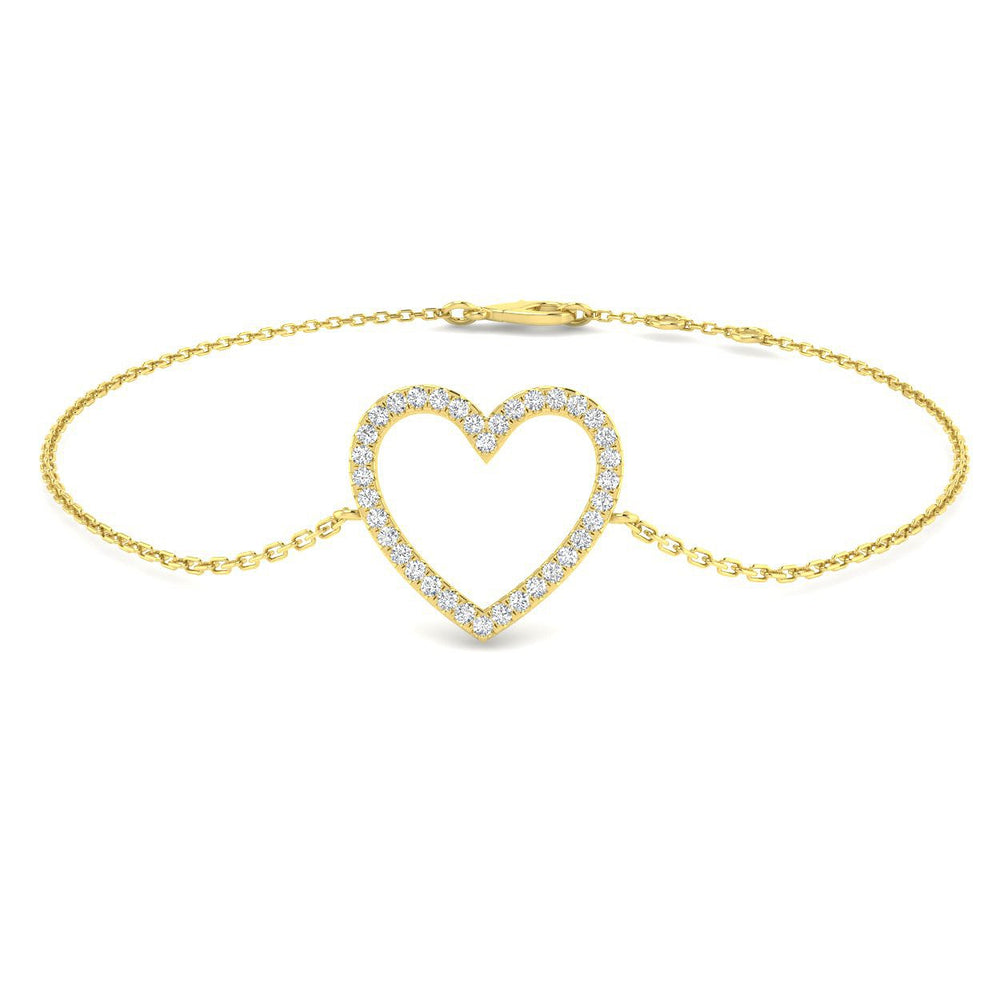 Heart Diamond Bracelet, Lab Grown Diamond Bracelet, 18K Yellow Gold Bracelet