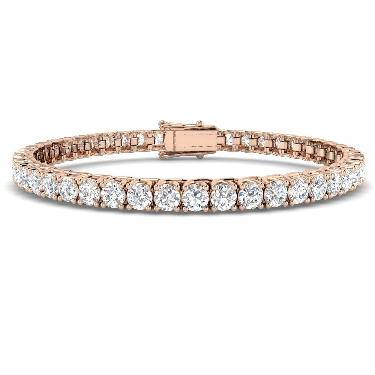 Round Cut Prong Set Lab Grown Diamond Tennis Bracelet in Platinum with Box Closure