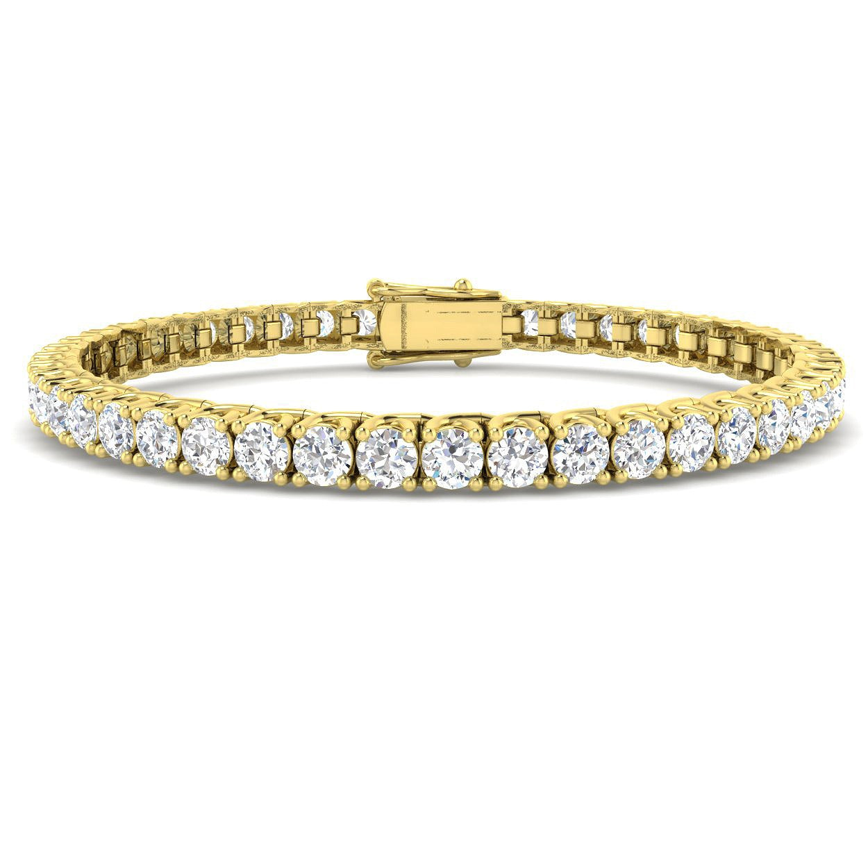 Round Cut Prong Set Lab Grown Diamond Tennis Bracelet in Platinum with Box Closure