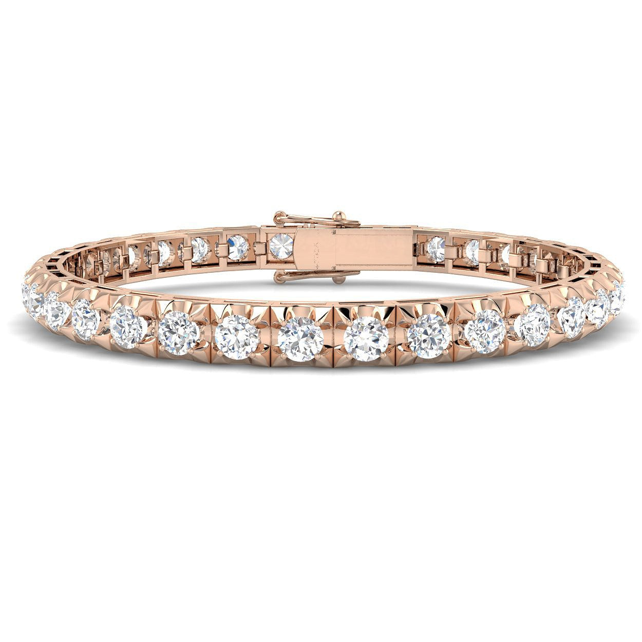 Bracelet de tennis de luxe en or et platine, serti de diamants ronds.