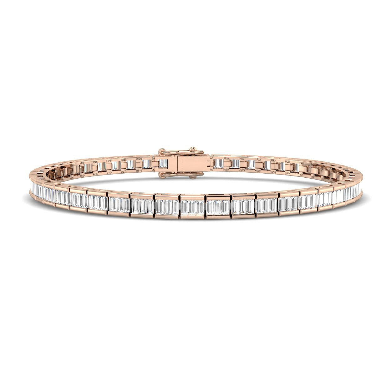 Elegant 9K White Gold Lab Grown Baguette Diamond Tennis Bracelet | Channel Set