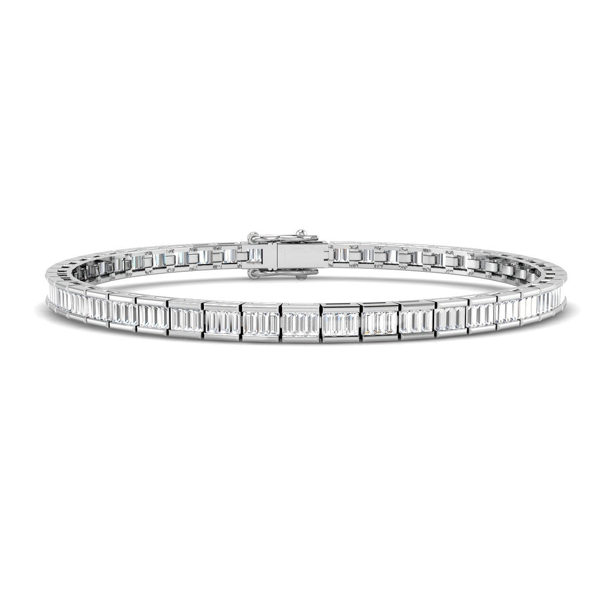 Elegant 9K White Gold Lab Grown Baguette Diamond Tennis Bracelet | Channel Set