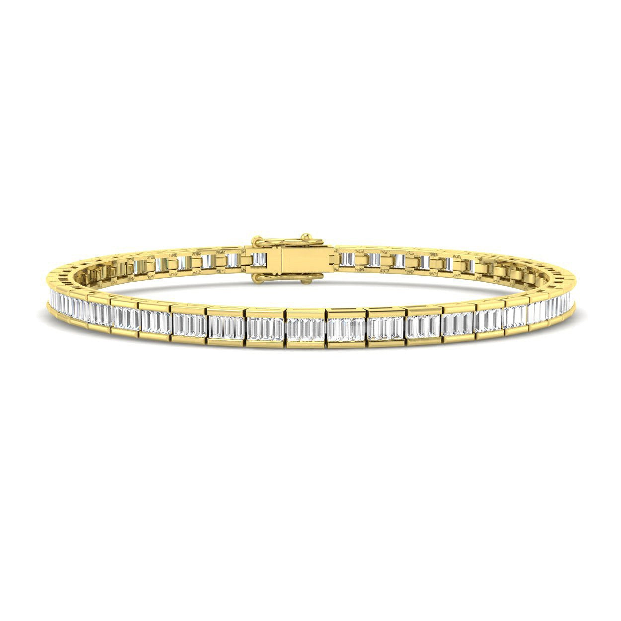 Elegant 9K White Gold Lab Grown Baguette Diamond Tennis Bracelet | Channel Set