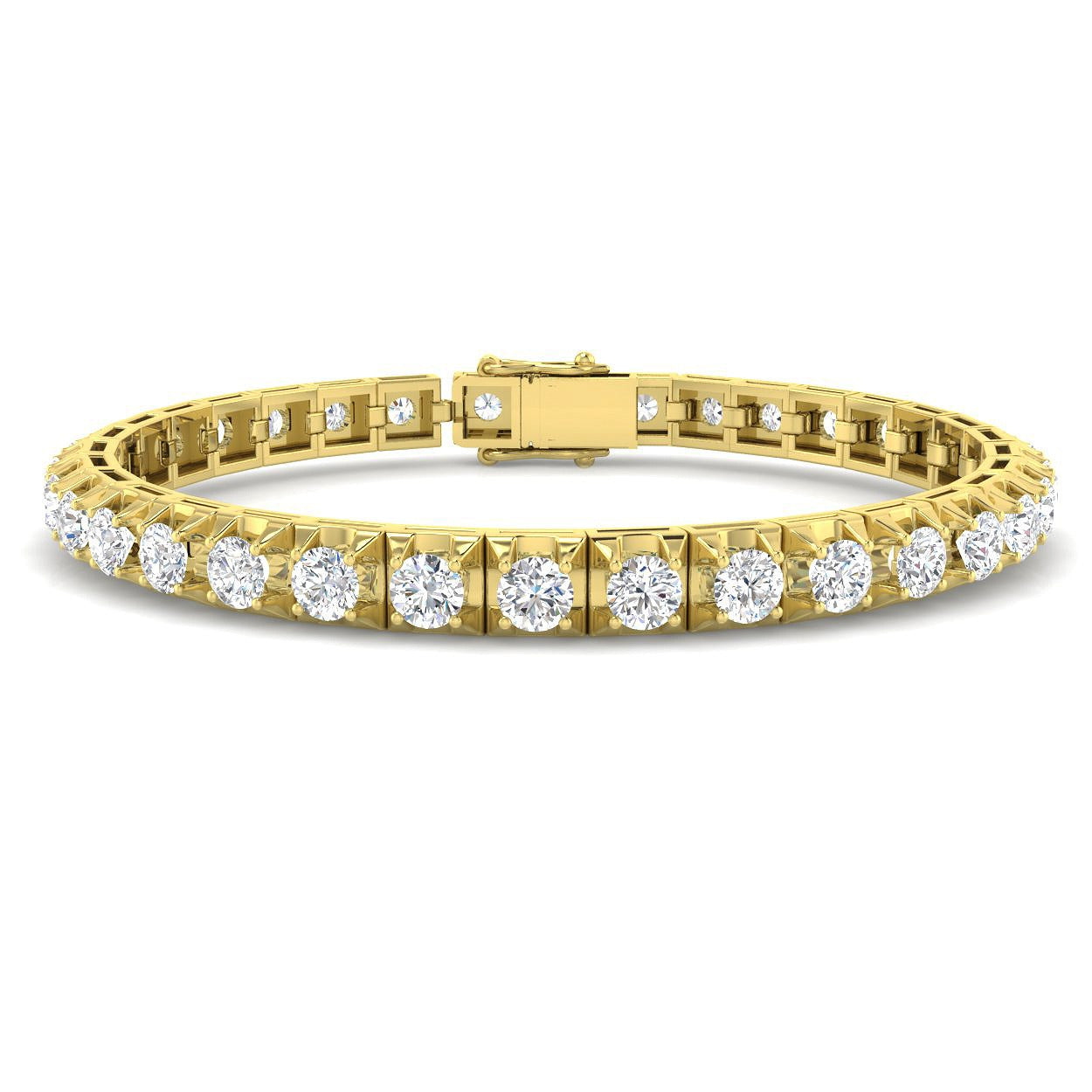 Bracelet de tennis de luxe en or et platine, serti de diamants ronds.