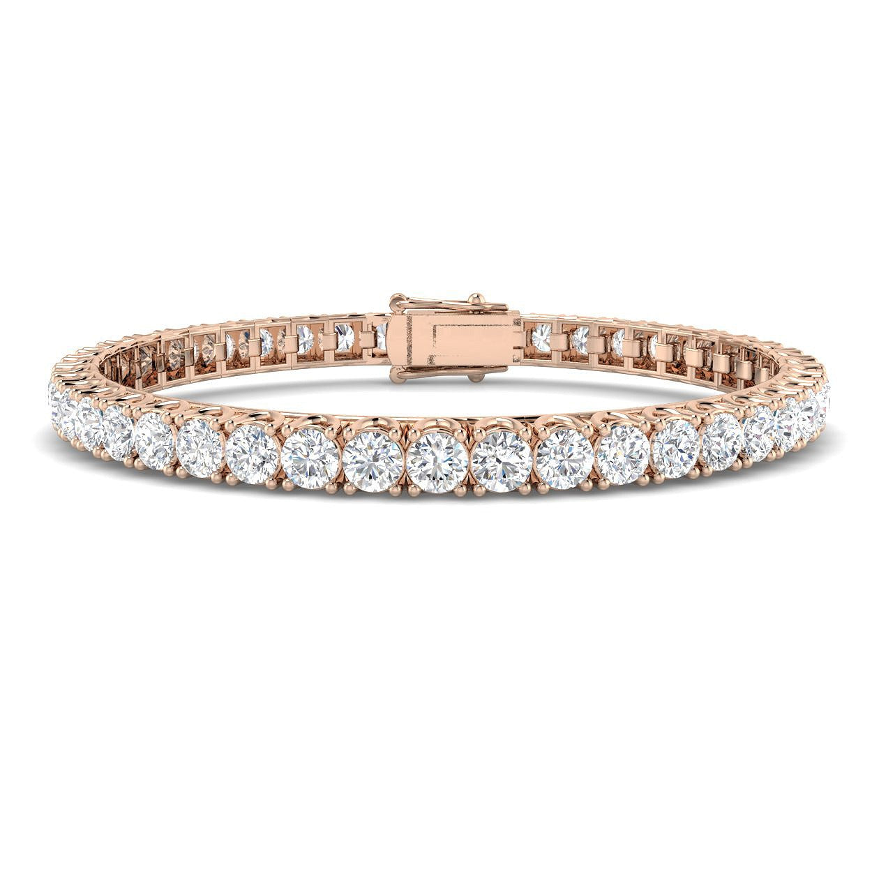 Round Cut Prong Set Lab Grown Diamond Tennis Bracelet in Platinum with Box Closure