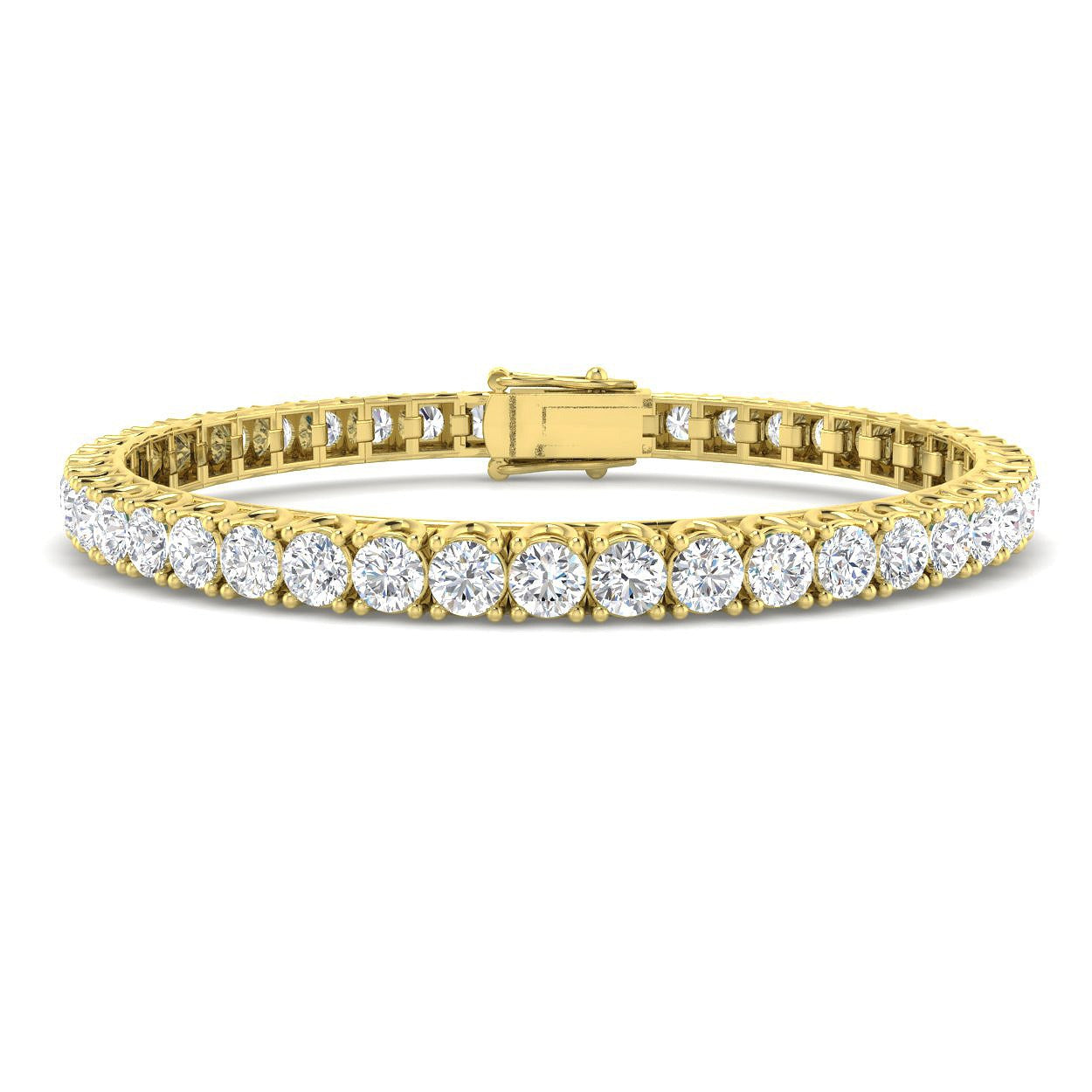 Round Cut Prong Set Lab Grown Diamond Tennis Bracelet in Platinum with Box Closure
