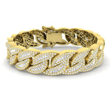 Hip-Hop Style Cuban Link Diamond Bracelet with Baguette & Round Diamonds in 9K Gold