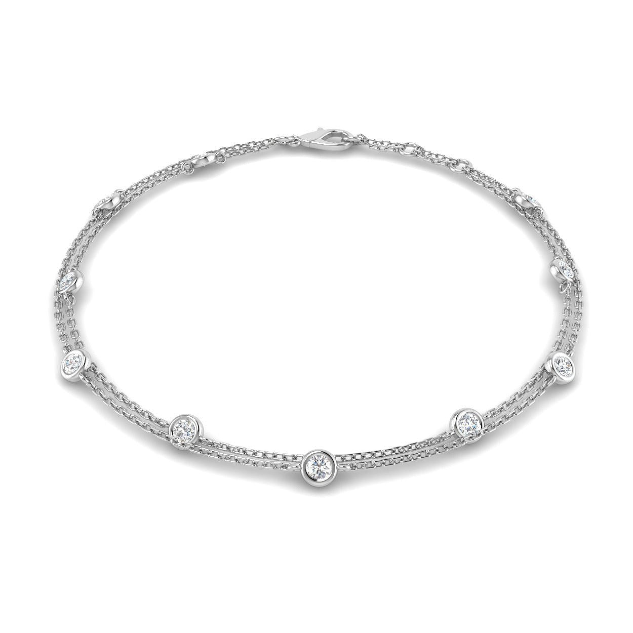Round Diamond Bracelet, 18K Yellow Gold Bracelet, Gold Diamond Bracelet, Delicate Chain Bracelet