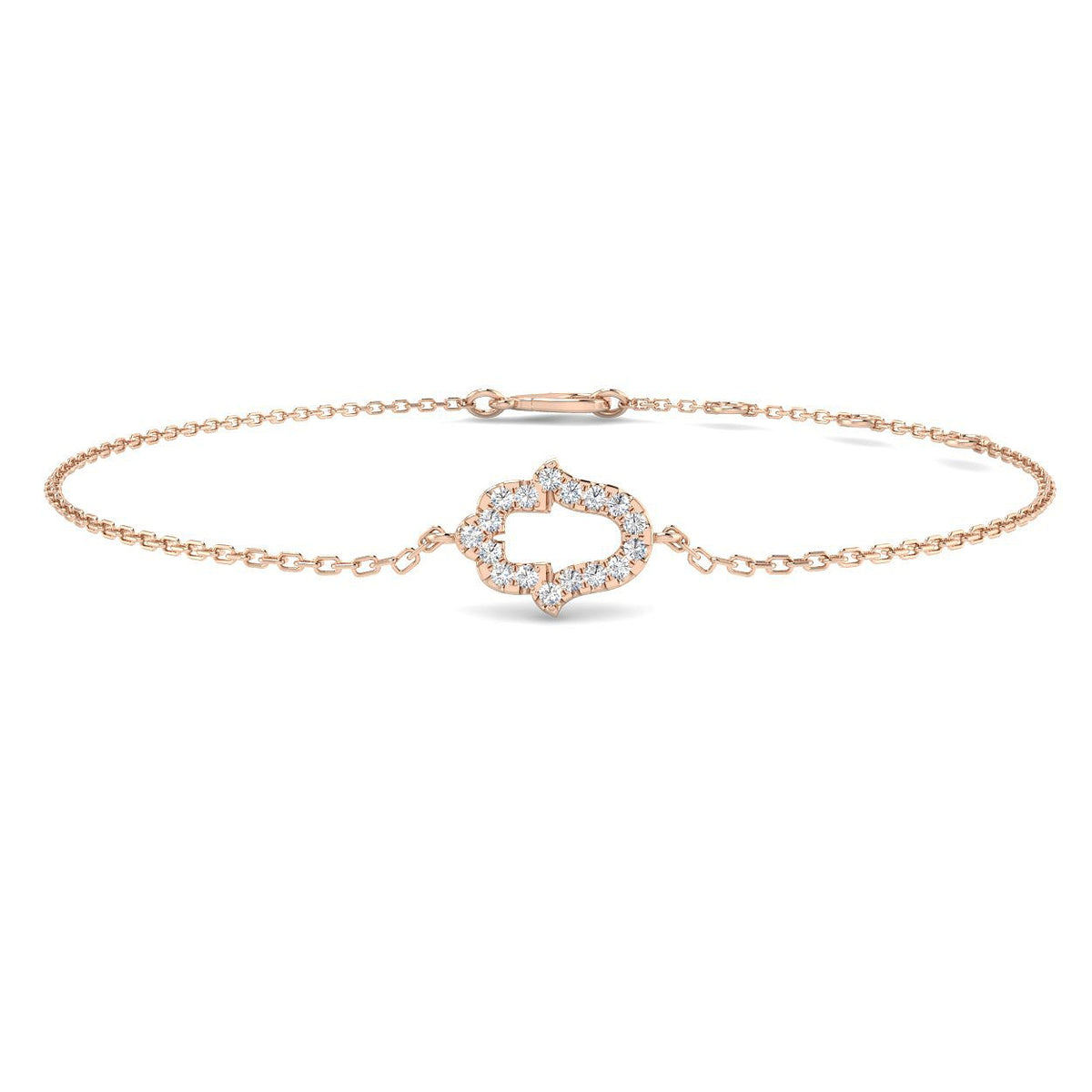 18K Yellow Gold Natural Diamond Hamsa Bracelet – Pave Set Religious Protection Charm