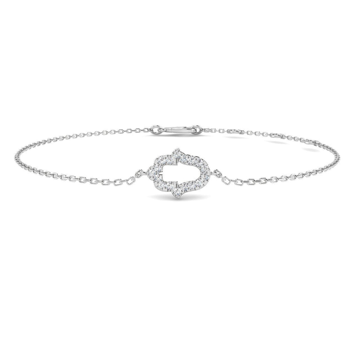 18K Yellow Gold Natural Diamond Hamsa Bracelet – Pave Set Religious Protection Charm