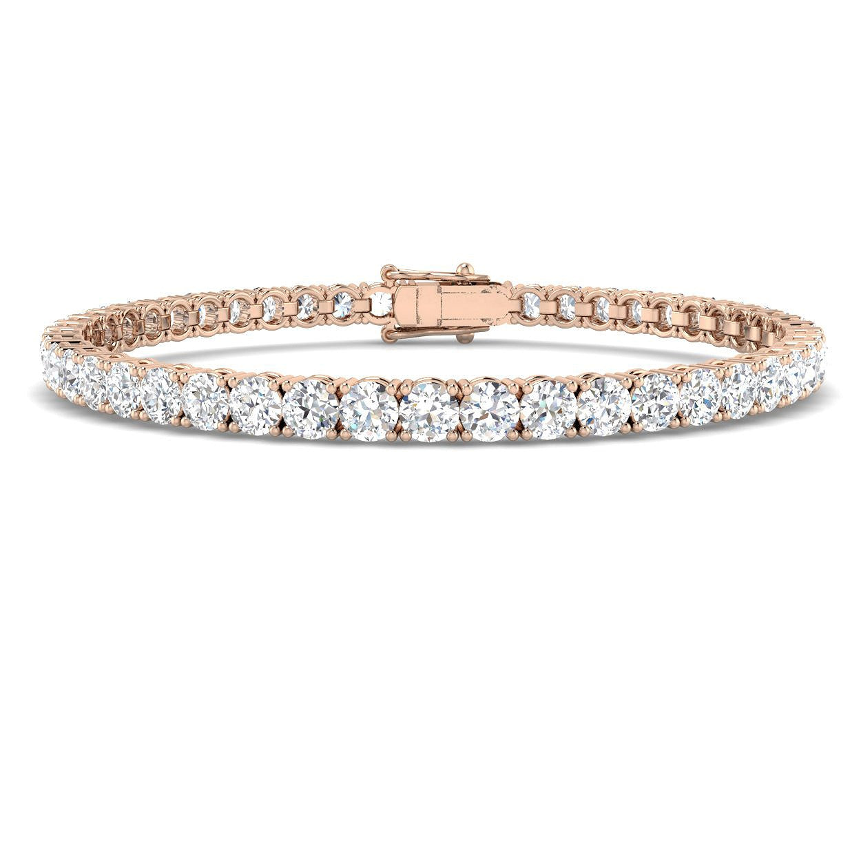 9K White Gold Lab Grown Diamond Tennis Bracelet – Round Prong Set Diamonds with Box Clasp