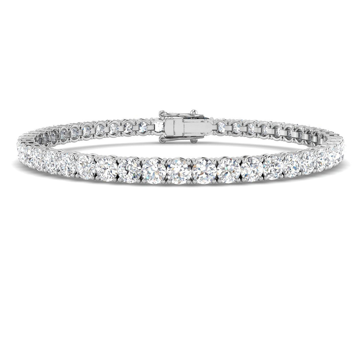 9K White Gold Lab Grown Diamond Tennis Bracelet – Round Prong Set Diamonds with Box Clasp