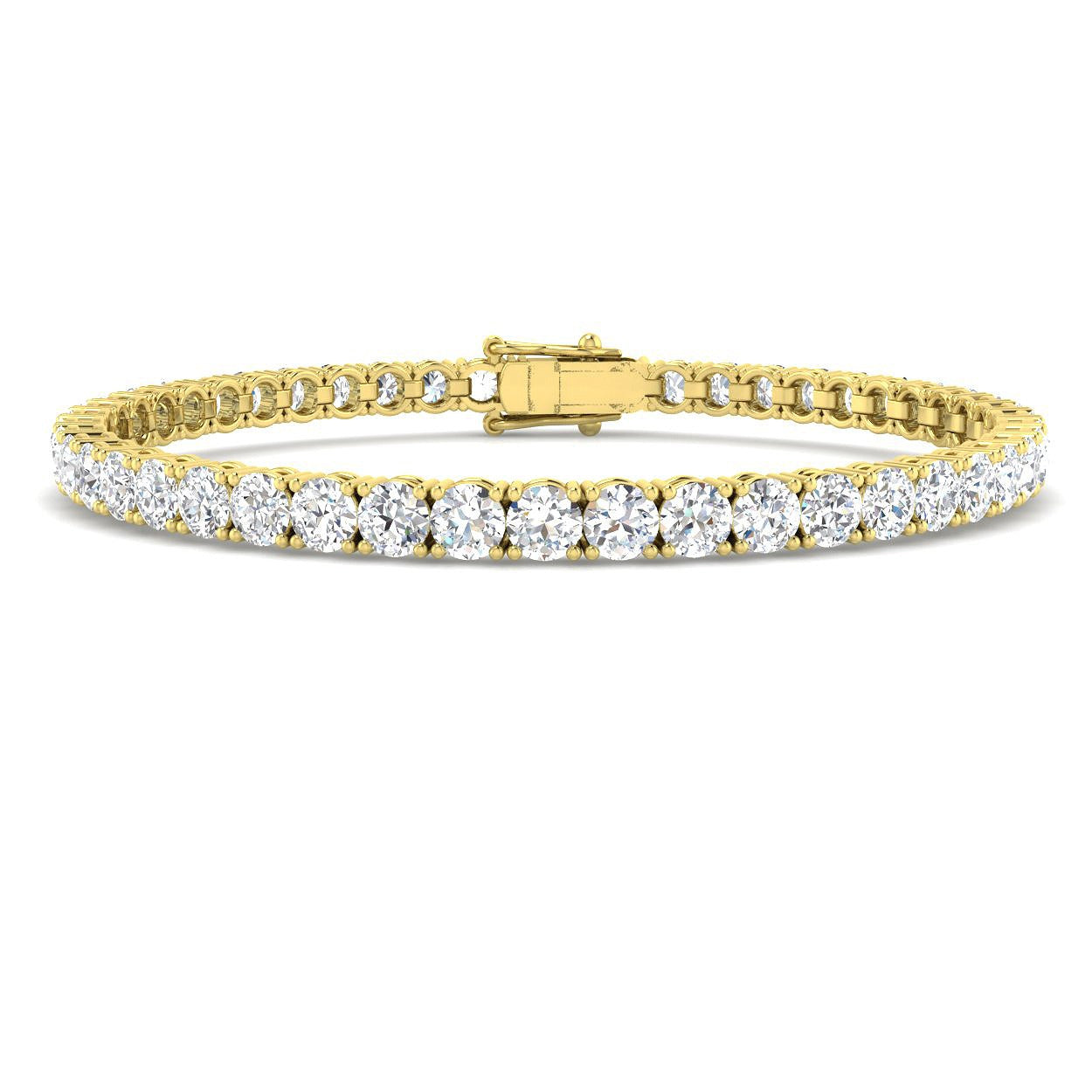 9K White Gold Lab Grown Diamond Tennis Bracelet – Round Prong Set Diamonds with Box Clasp