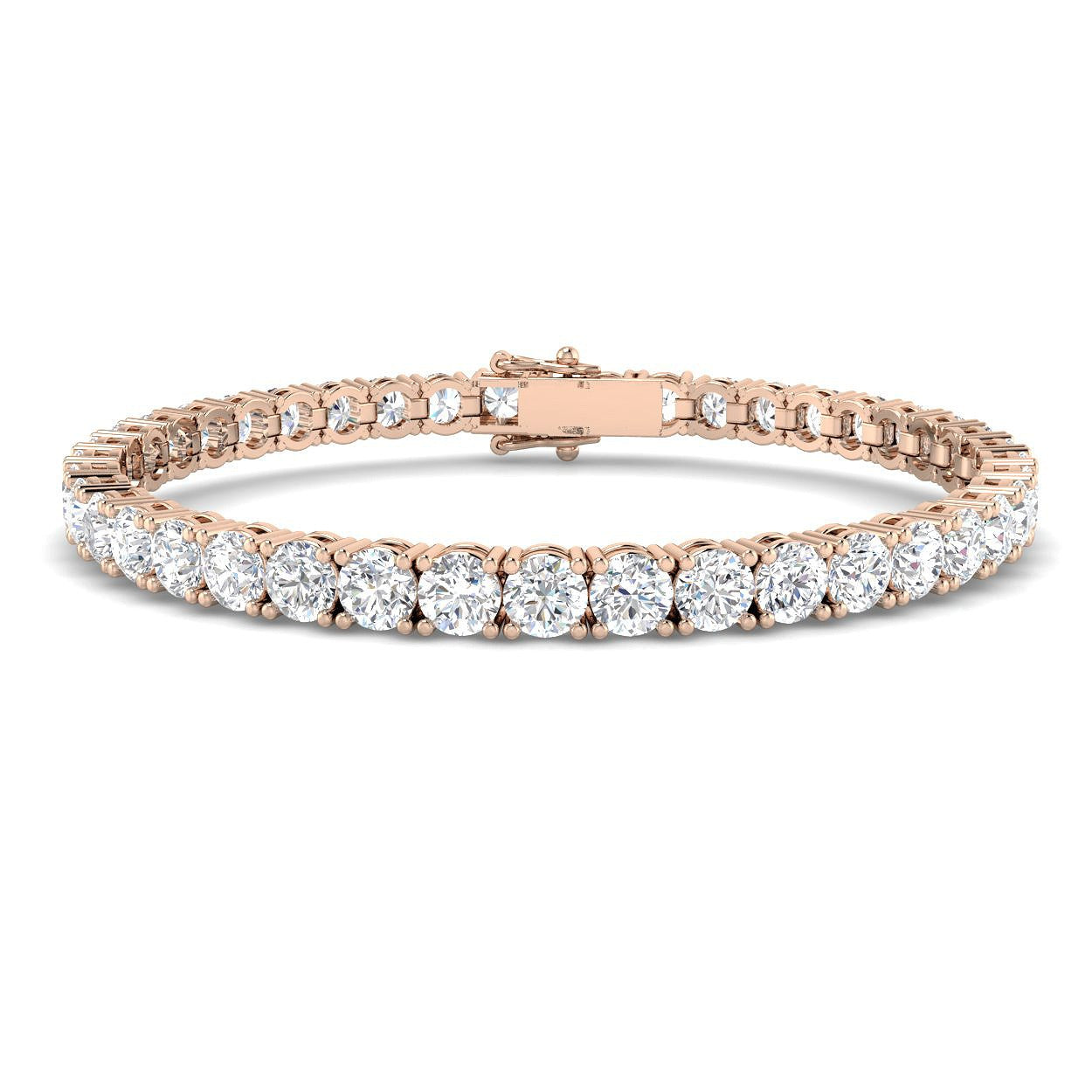 18K White Gold Round Natural Diamond Tennis Bracelet in Prong Set with Secure Box Clasp