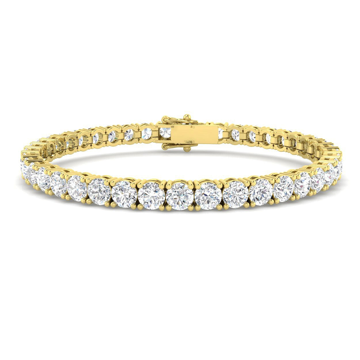 18K White Gold Round Natural Diamond Tennis Bracelet in Prong Set with Secure Box Clasp
