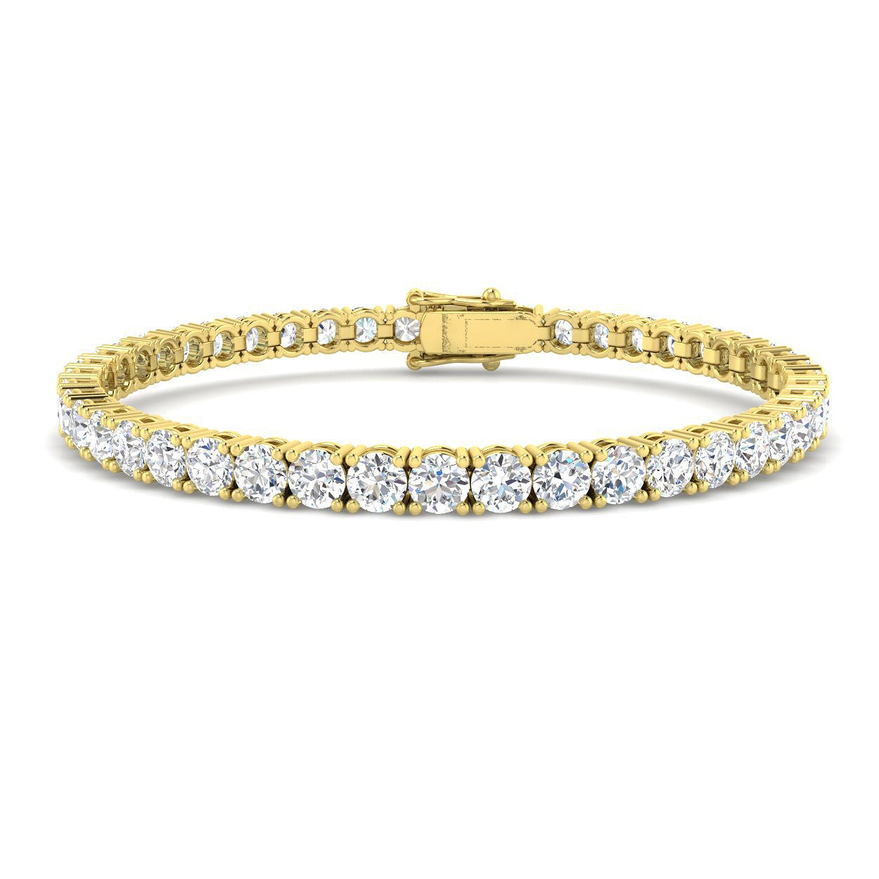 18K White Gold Round Natural Diamond Tennis Bracelet in Prong Set with Secure Box Clasp