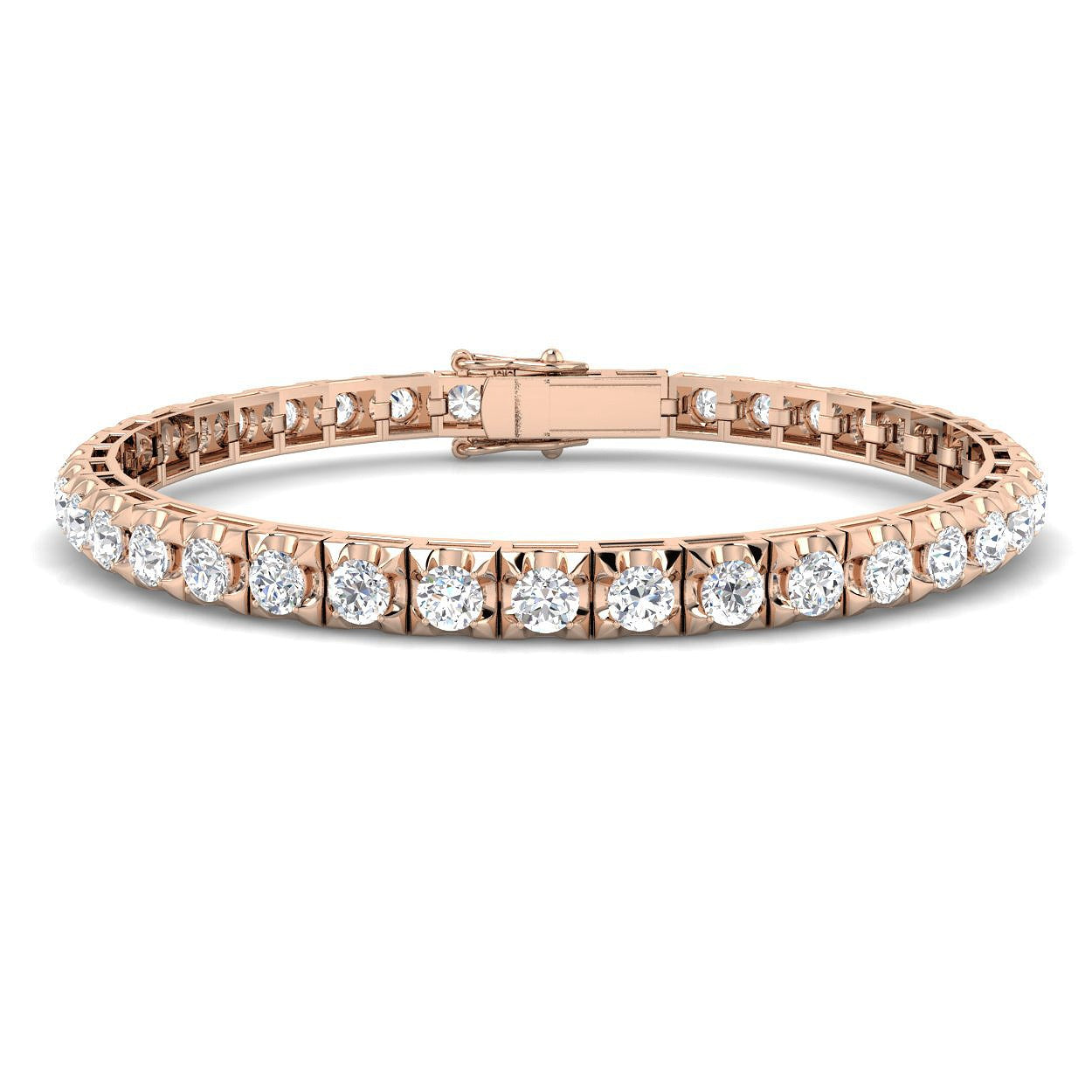 Bracelet de tennis de luxe en or et platine, serti de diamants ronds.