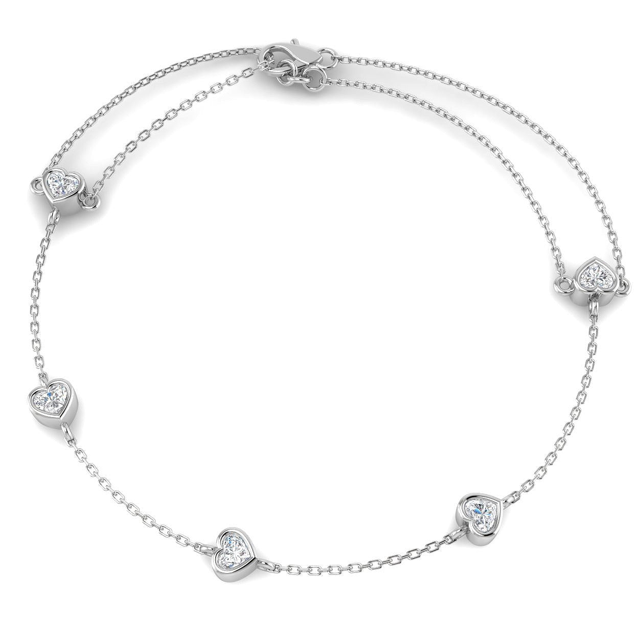 Lab Grown Diamond Bracelet, Heart Diamond Bracelet, Heart Cut Diamond Bracelet