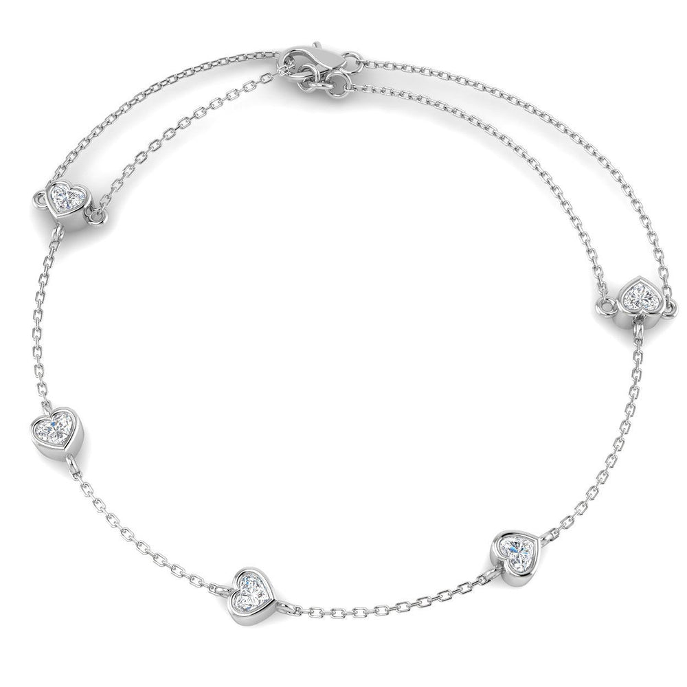 Lab Grown Diamond Bracelet, Heart Diamond Bracelet, Heart Cut Diamond Bracelet