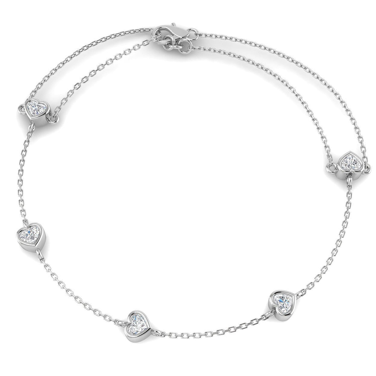 Lab Grown Diamond Bracelet, Heart Diamond Bracelet, Heart Cut Diamond Bracelet